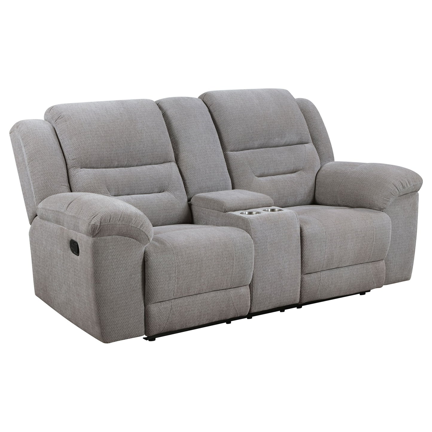 Sebring - Upholstered Manual Reclining Loveseat With Center Storage Console - Gray