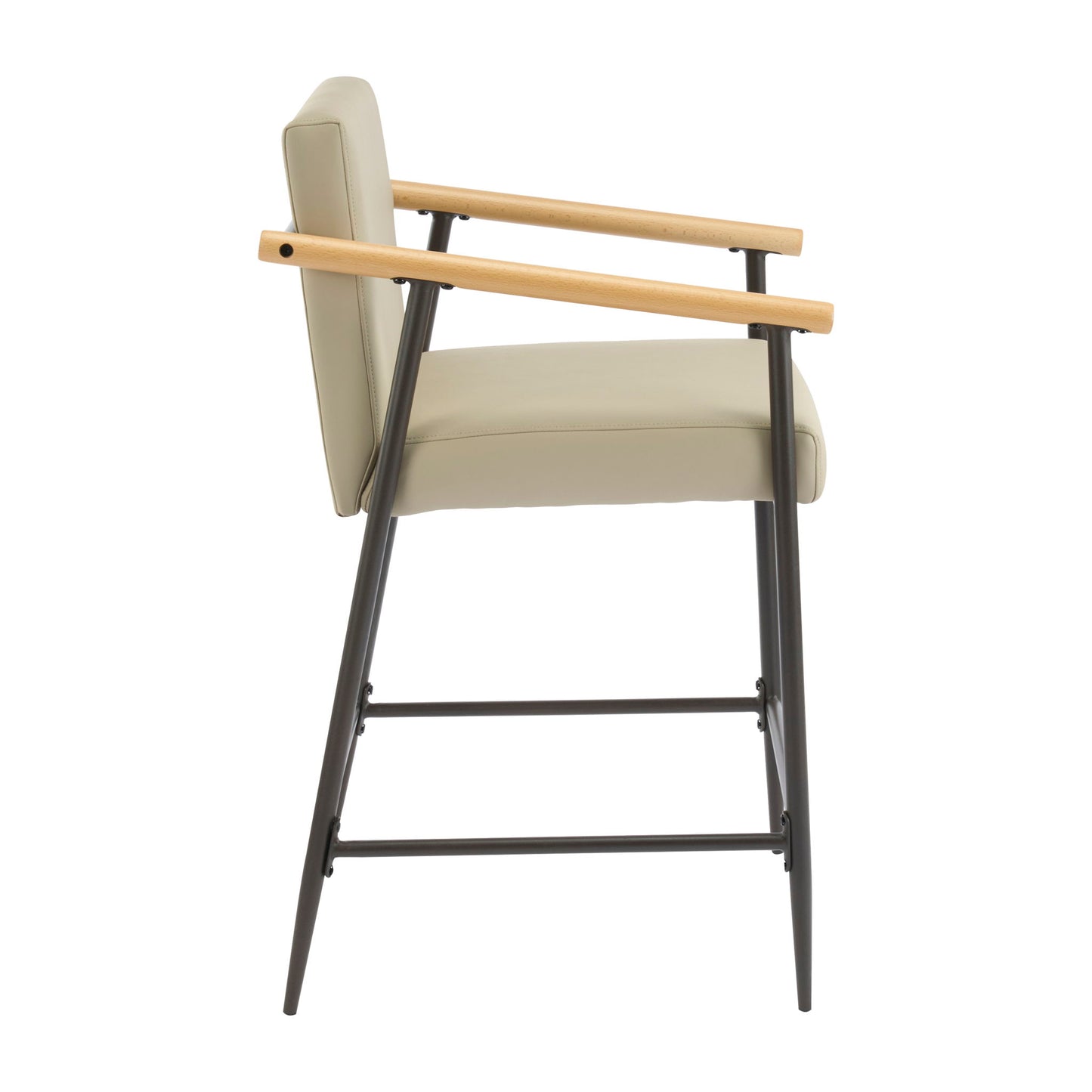 Counter Stool Set With Espresso Metal Frame - Khaki