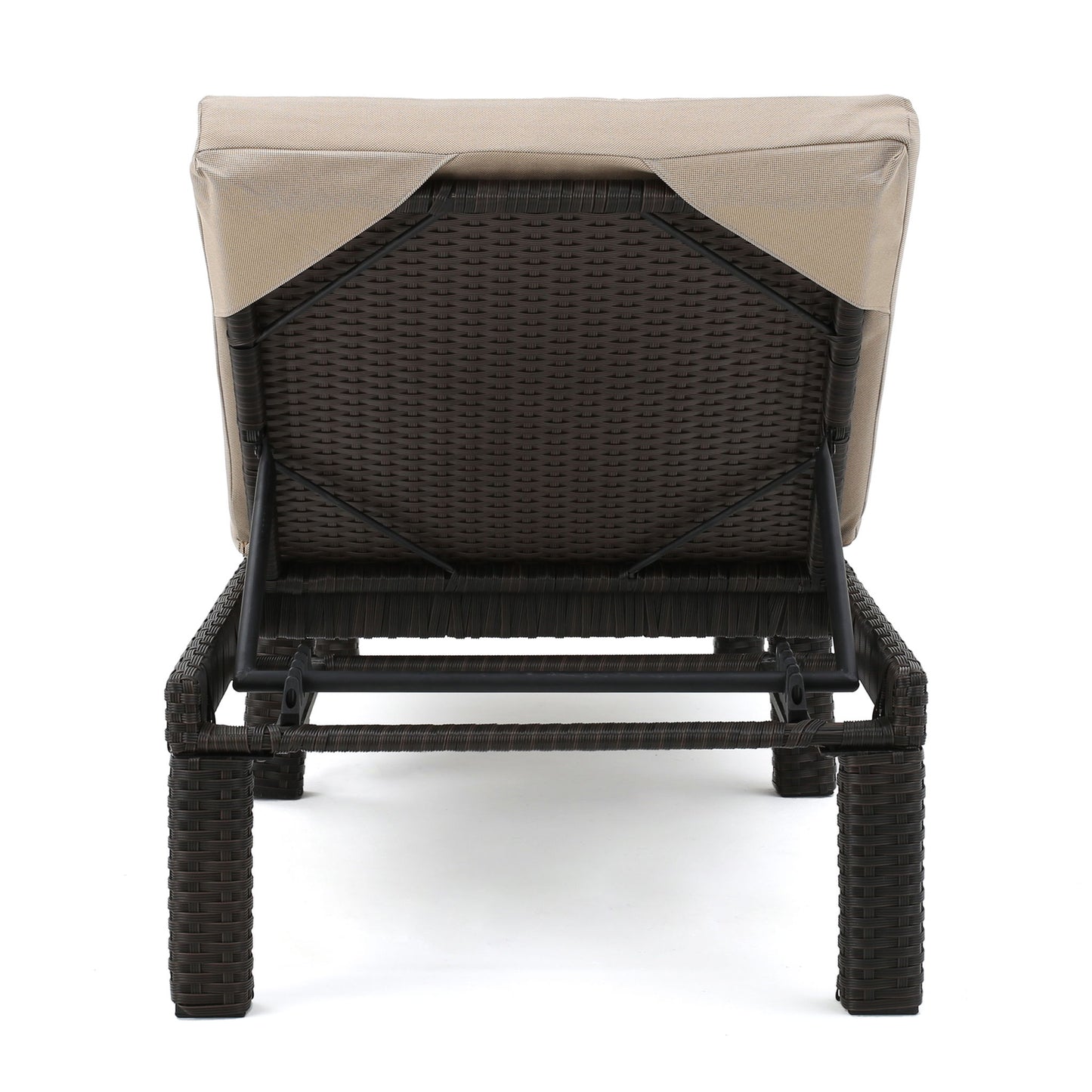 Puerta - Chaise Lounge Frame Cushion Outdoor Wicker Iron - Beige / Dark Brown