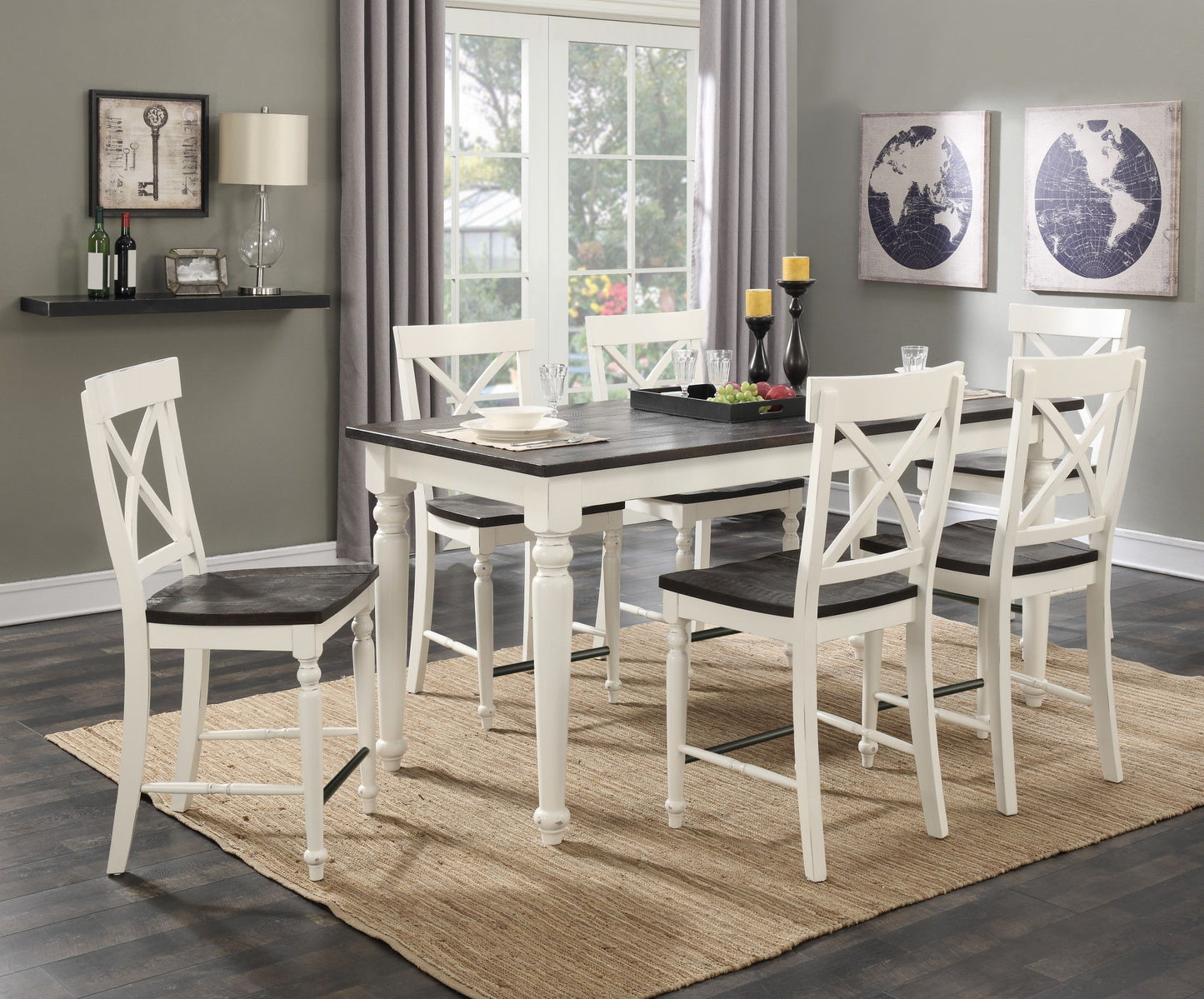 24" Tall Bar Stools (Set of 2) - Brown / White