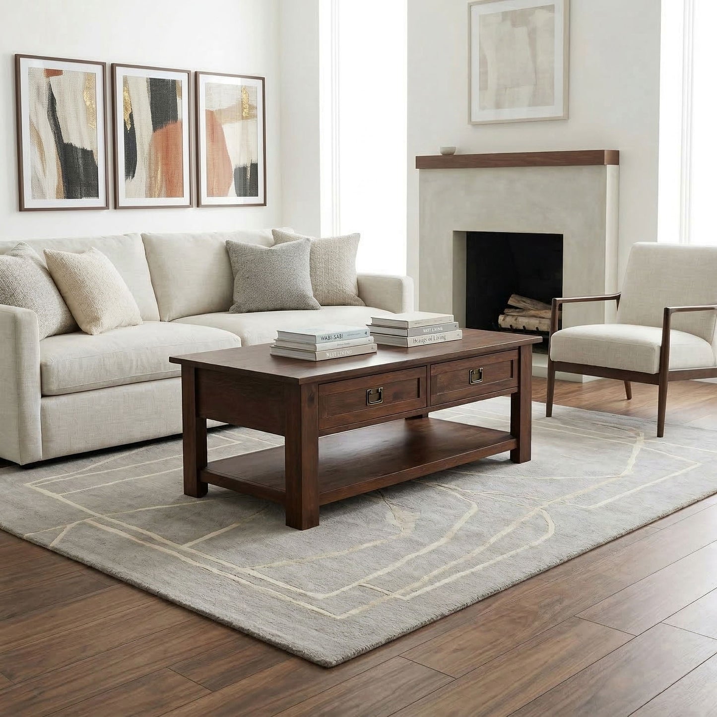 Monroe - Rectangular Coffee Table With Drawers - Brown