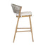 Outdoor Bar Height Metal Frame Counter Stools With Scallop Shaped Backrest & Water Resistant Cushions
