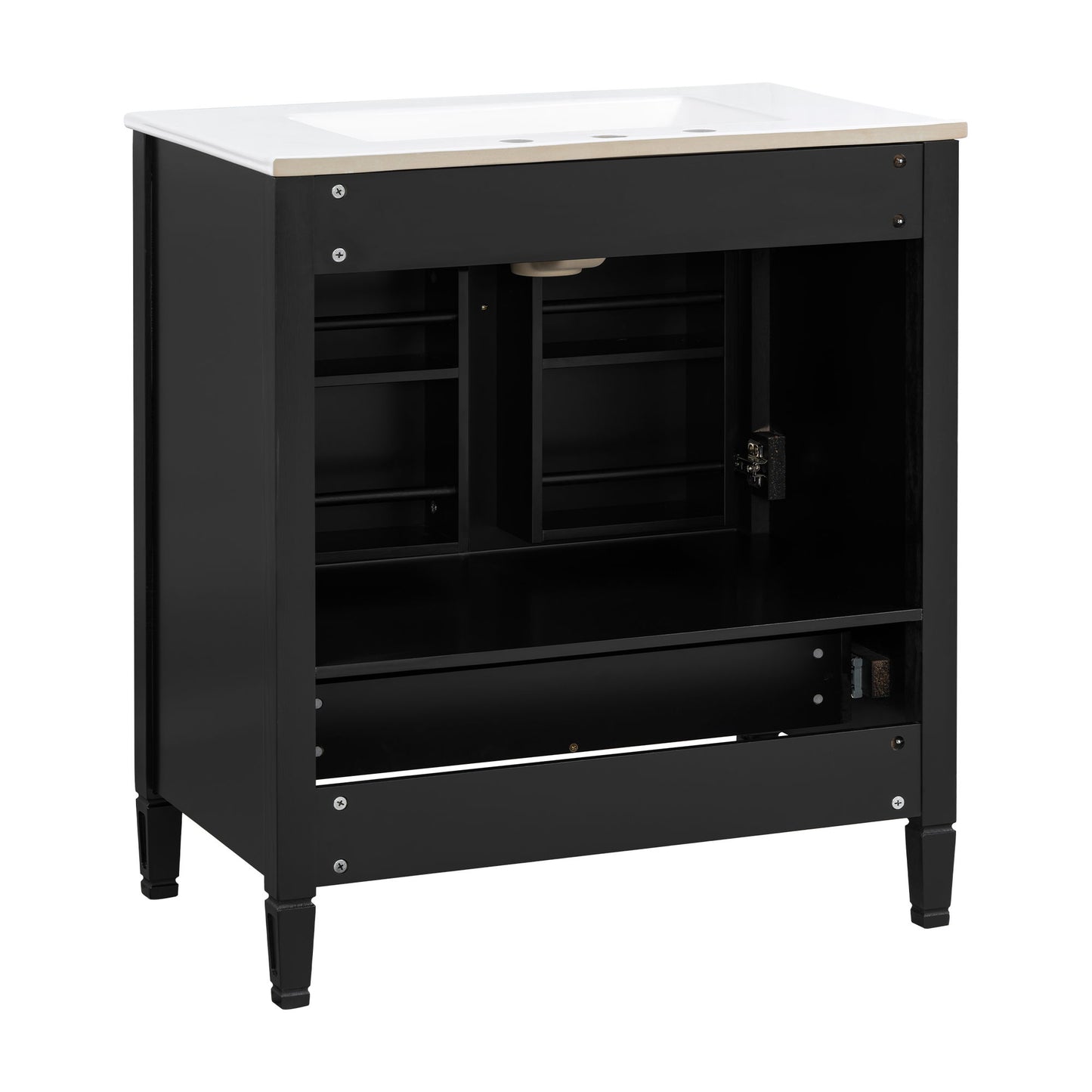 Elegant Fluted Bathroom Vanity With Sink, Soft Close Doors & Drawer
