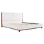 King Upholstered Bed Frame, No Box Spring Needed - Walnut / White
