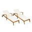 Versatile Chaise Lounge With Wheels Acacia Wood Recliner For Patio - Cream