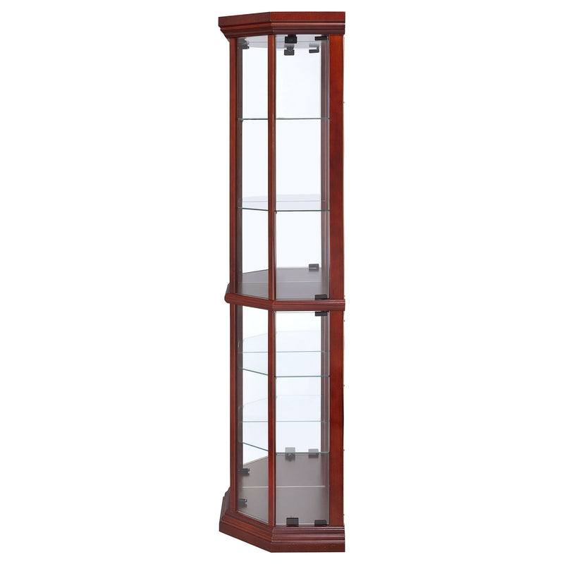 Jacob - 6 Shelf Curio Display Cabinet - Red / Brown