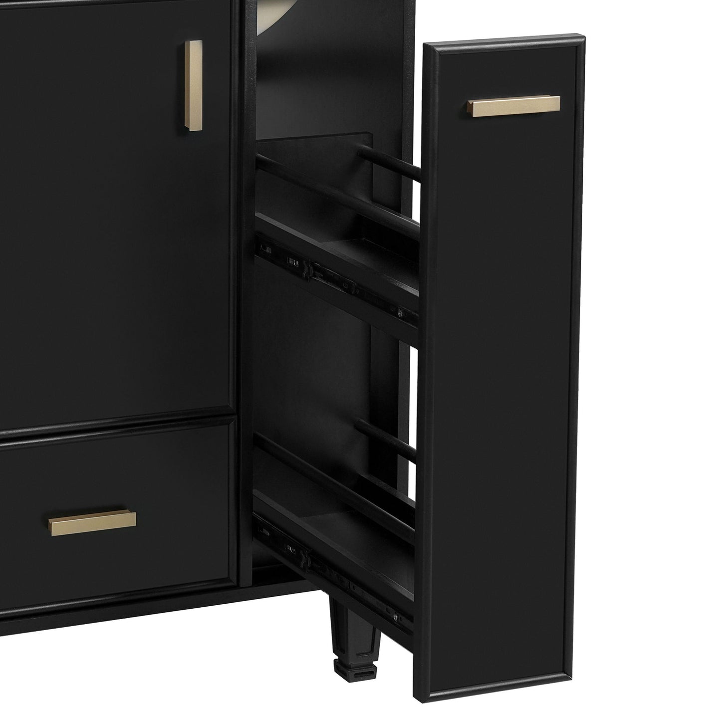 Bathroom Vanity With Sink, Deep Drawer And Pull Out Basket, Rectangular Design - Black