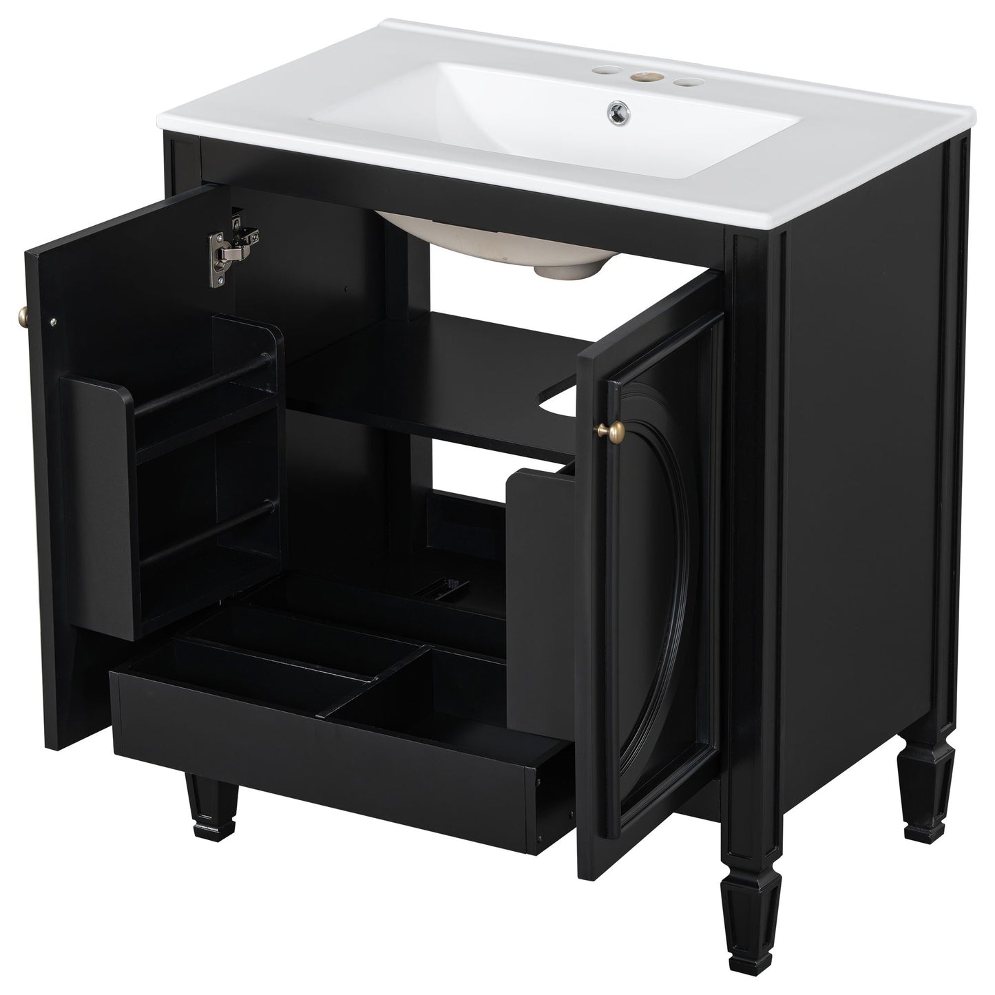 Double Sink Bathroom Vanity Set With Wall Mount Mirror Cabinet