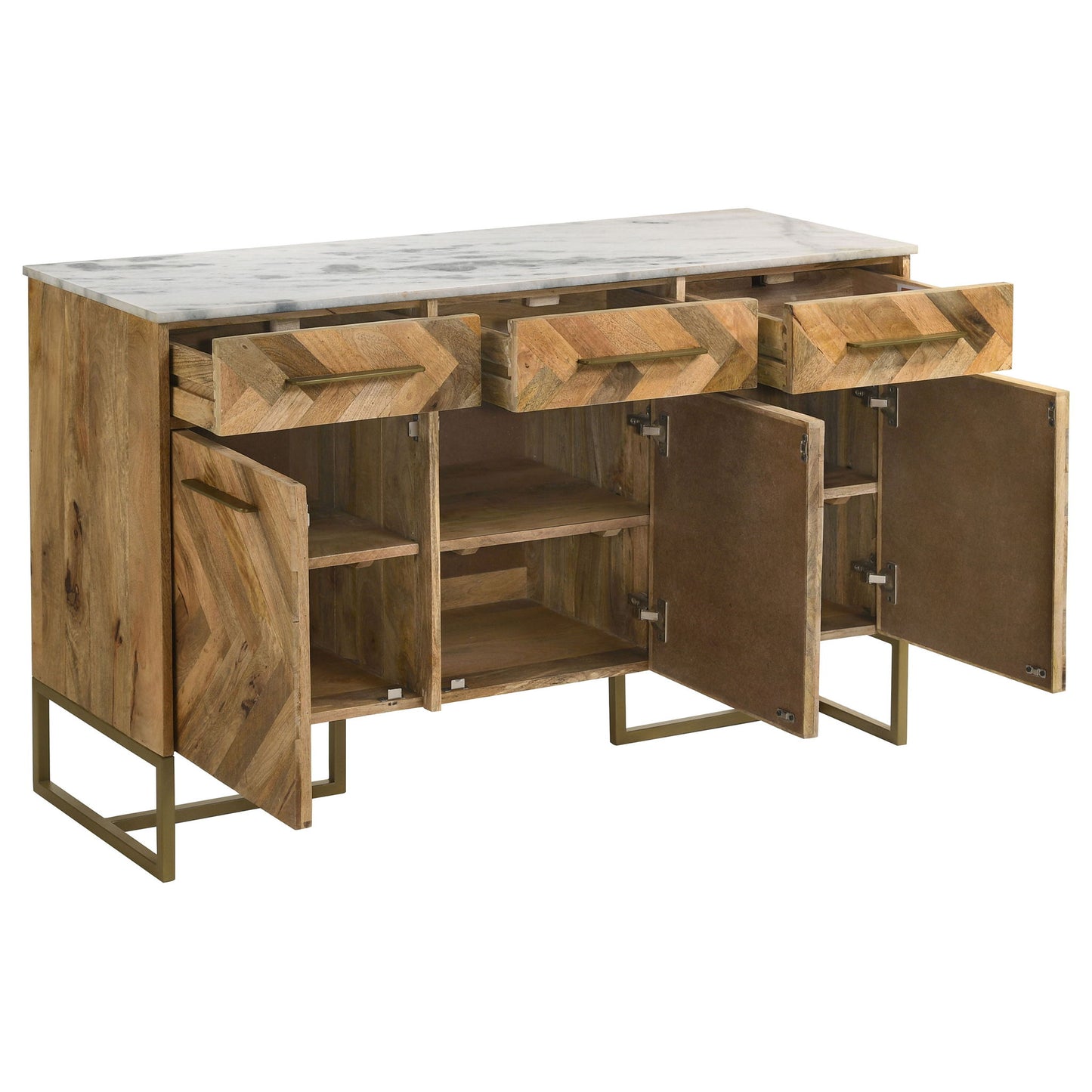Paloma - 3 Door Herringbone Accent Cabinet - Natural