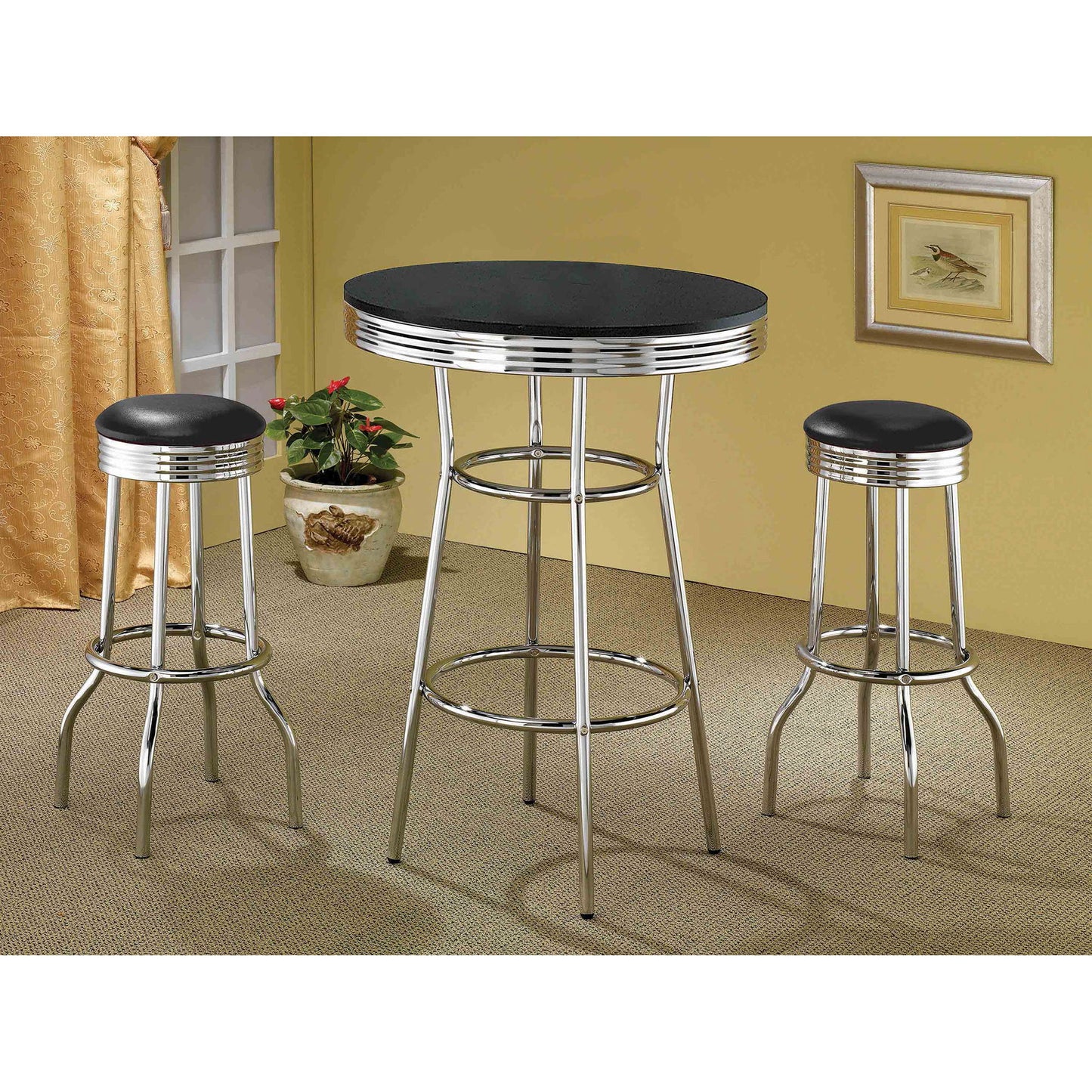 Round Bar Table With Retro Design - Black