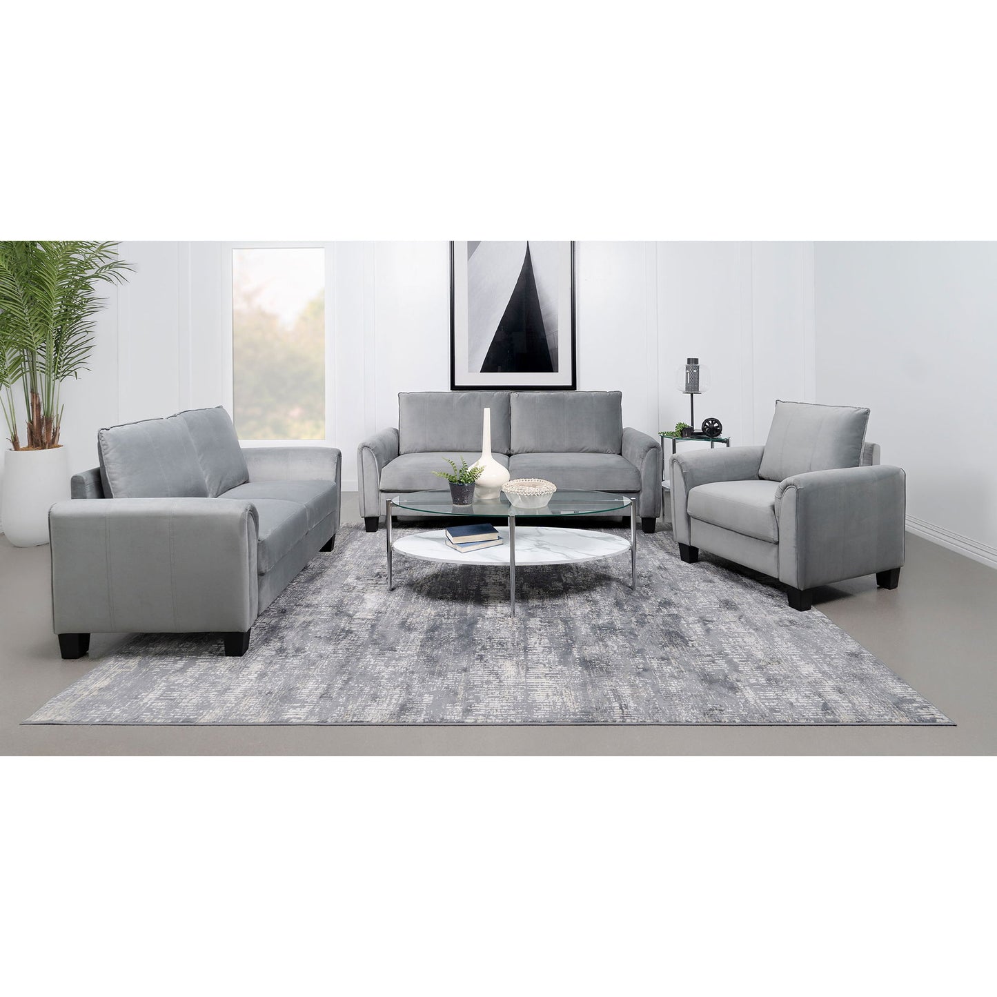 Dixon - Upholstered Sofa With Rounded Arms And Texture - Gray