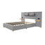 Upholstered Platform Bed, 2 Outlets And USB Charging Ports On Both Sides, 2 Bedside Pillows, Storage Shelves