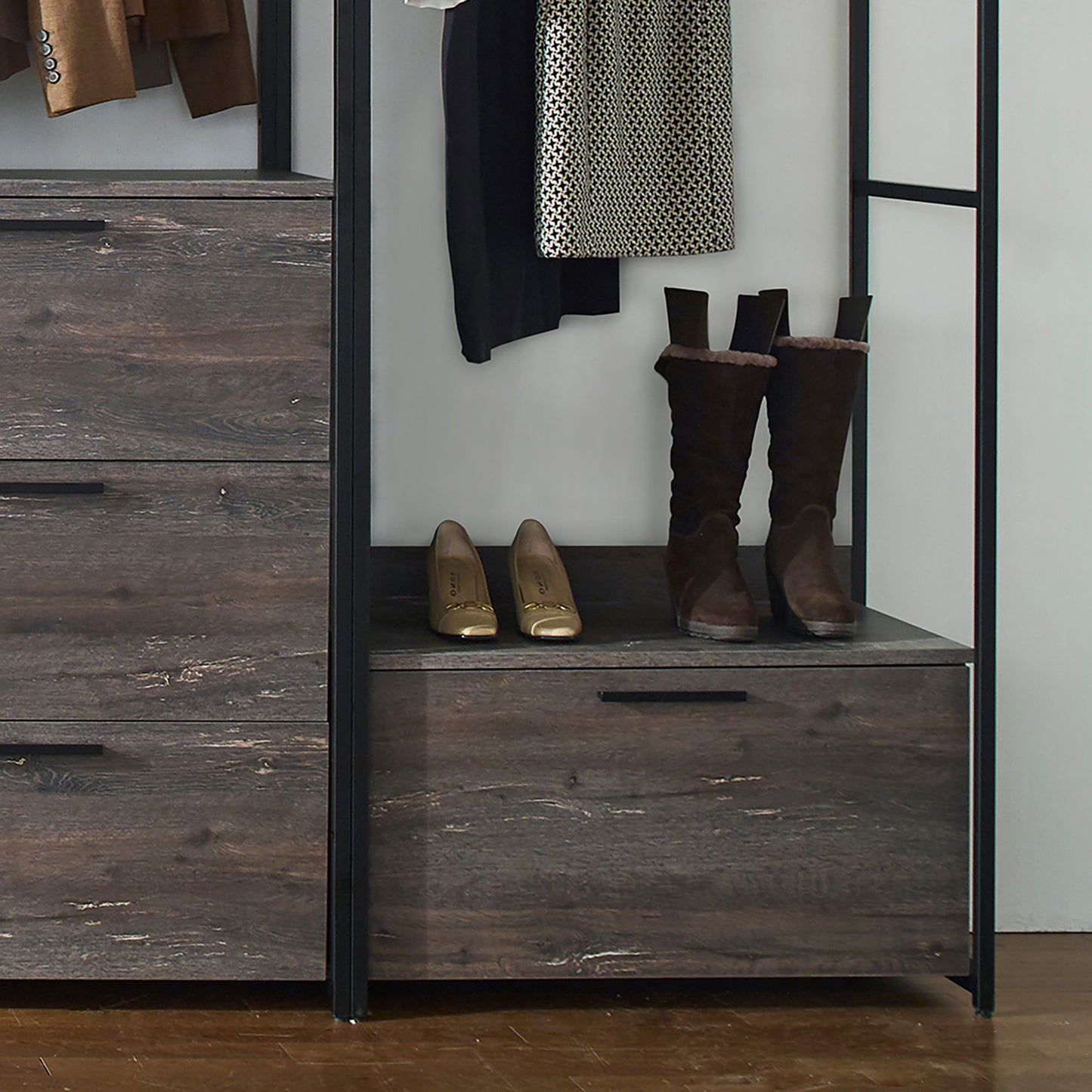 Monica - Modular Design Walk-In Closet System - Rustic