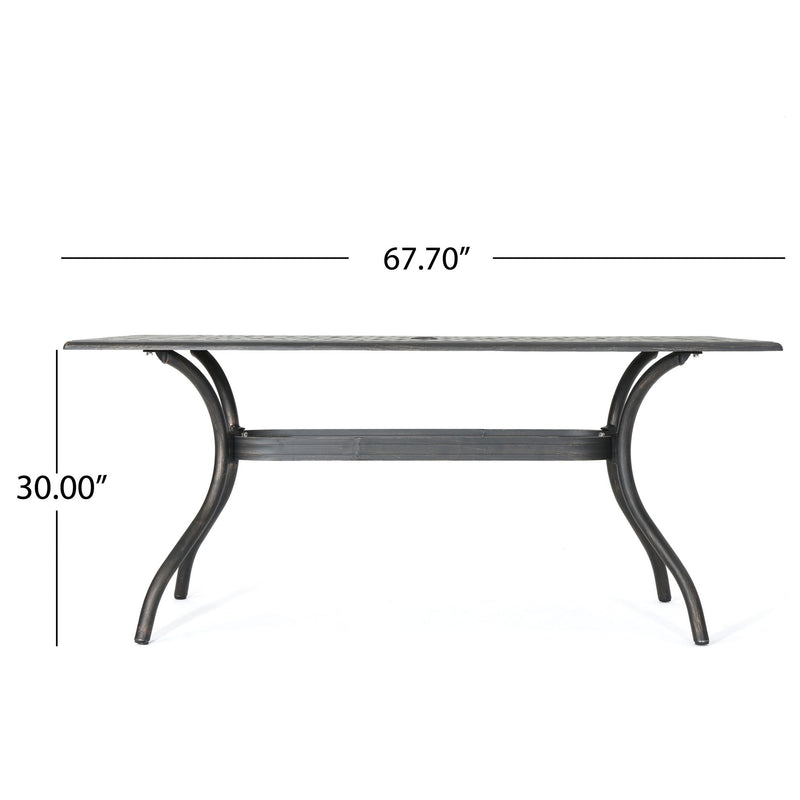 Enchantia - Outdoor Rectangular Dining Table With Weave Tabletop And Flared Legs - Copper