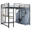 Loft Bed With Desk, Shelves, Power Outlet, LED Light And Wardrobe