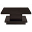 Square Coffee Table With Geometric Design And Storage Shelf - Cappuccino