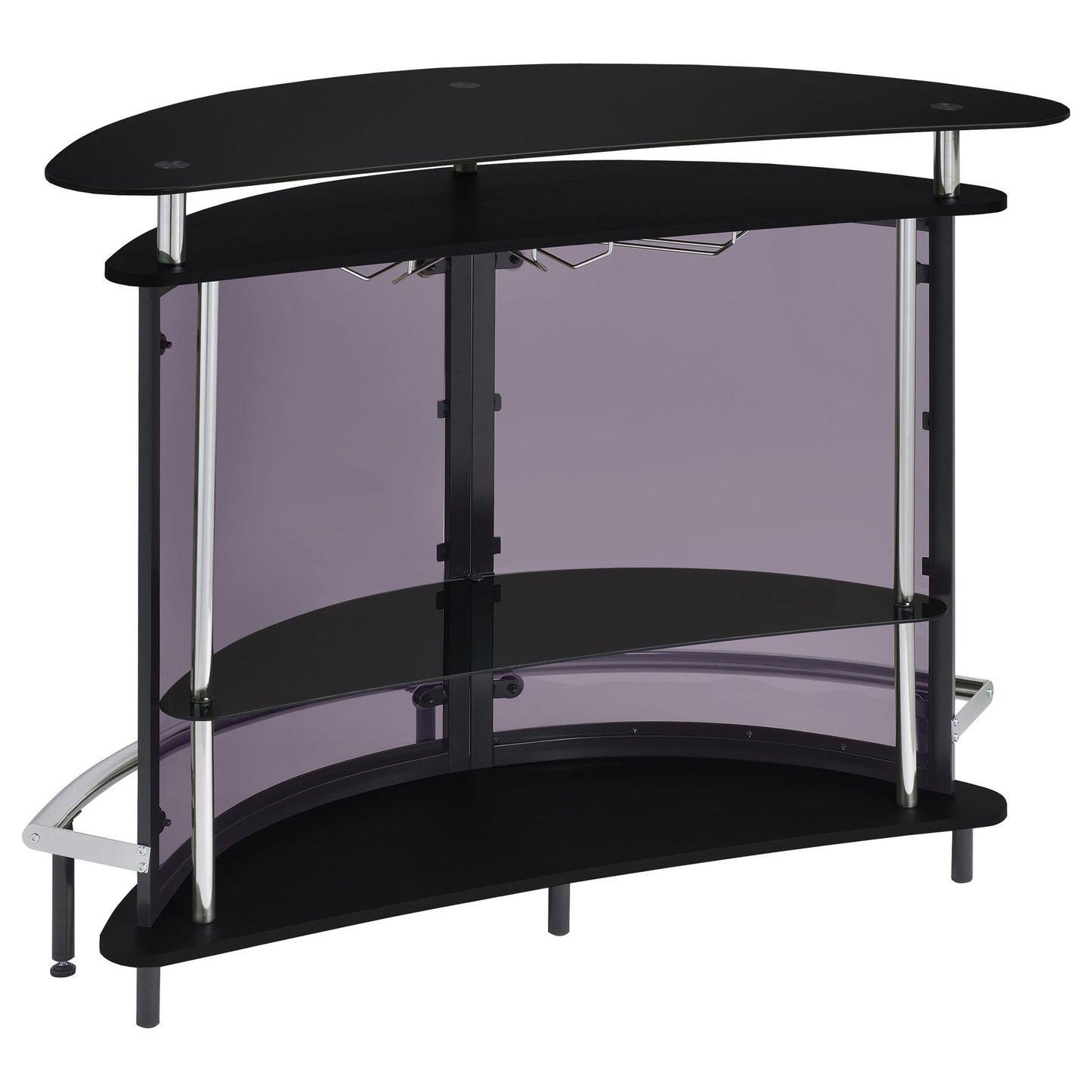 Strick & Bolton - Freestanding Glass Top Home Bar Wine Cabinet With Panels - Black