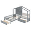 House Bed With Upholstered Sofa, Wireless Charging Station, Shelves And 2 Drawers