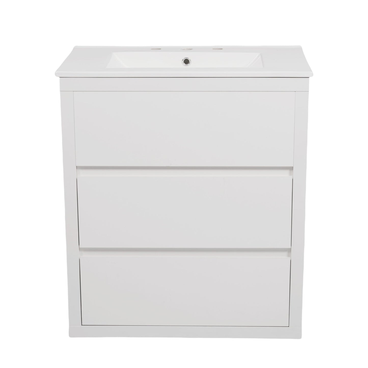 Freestanding Bathroom Vanity With Ceramic Sink, 2 Full Extension Drawers