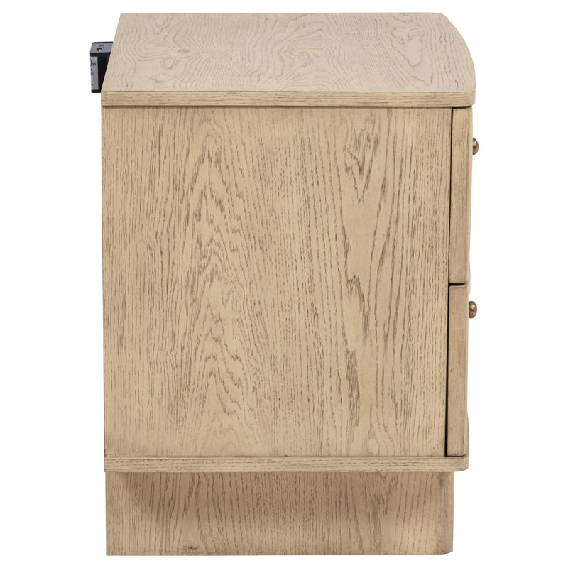Kimpton - 2 Drawer Nightstand With USB Charging Ports - Beige