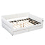 Queen Upholstered Platform Bed With USB Charging And 2 Storage Drawers - White