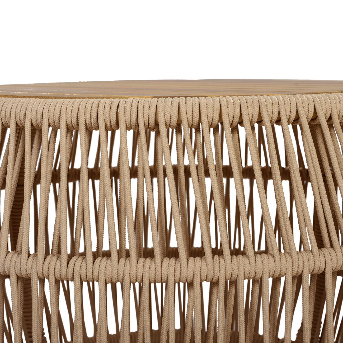 Round Side Table With Rope Frame