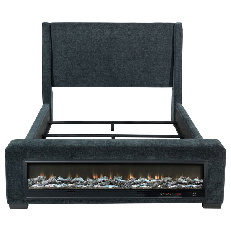 Sebastian - Upholstered Bed With Built-In Flame Visualizer And Bluetooth Speaker