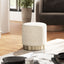 Hampton - Round Upholstered Ottoman With Scalloped Base - Speckled Egg Beige