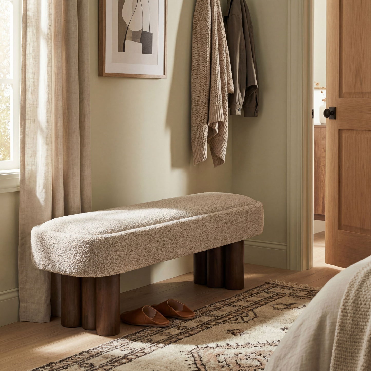 Chic Indoor Upholstered Dining Bench