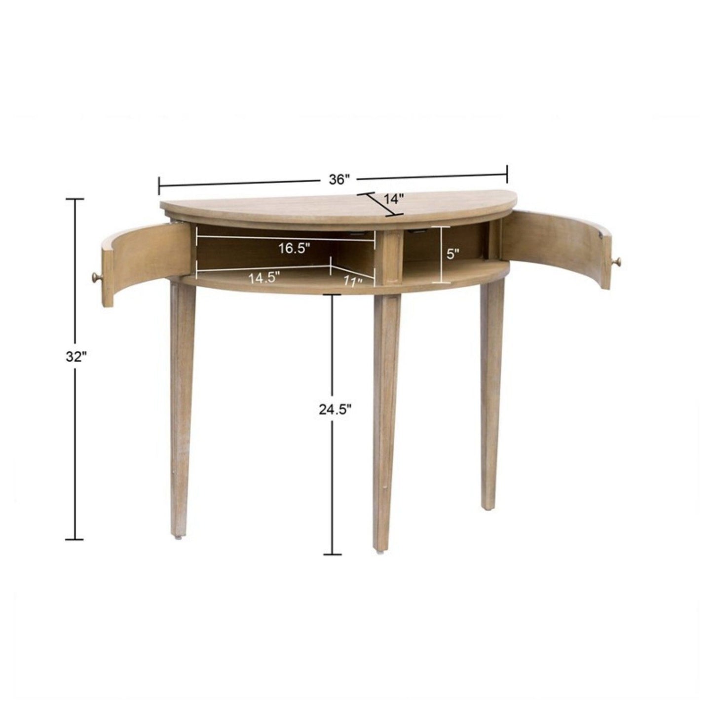 Vintage Inspired Storage Console Table With Fluted Doors