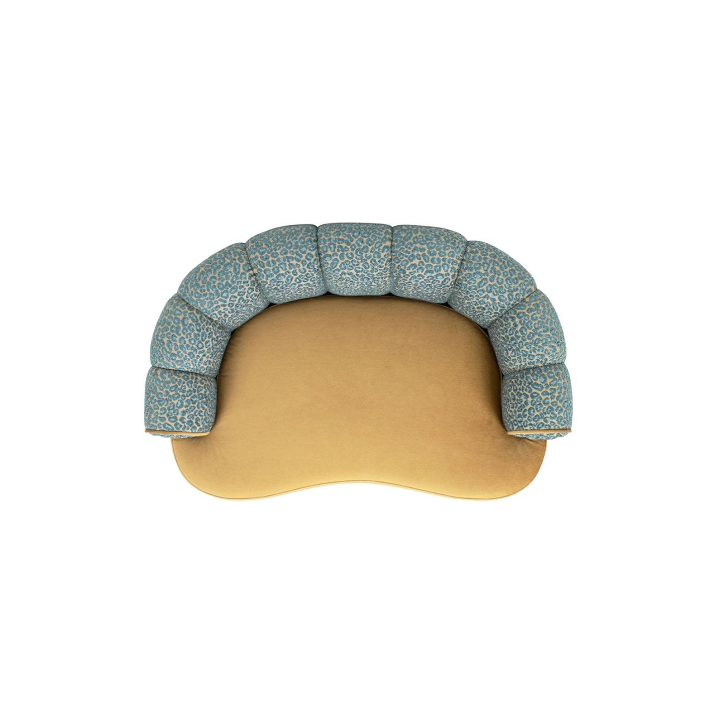 Halle - Rolled Arm Dog Sofa Bed - Gold / Blue