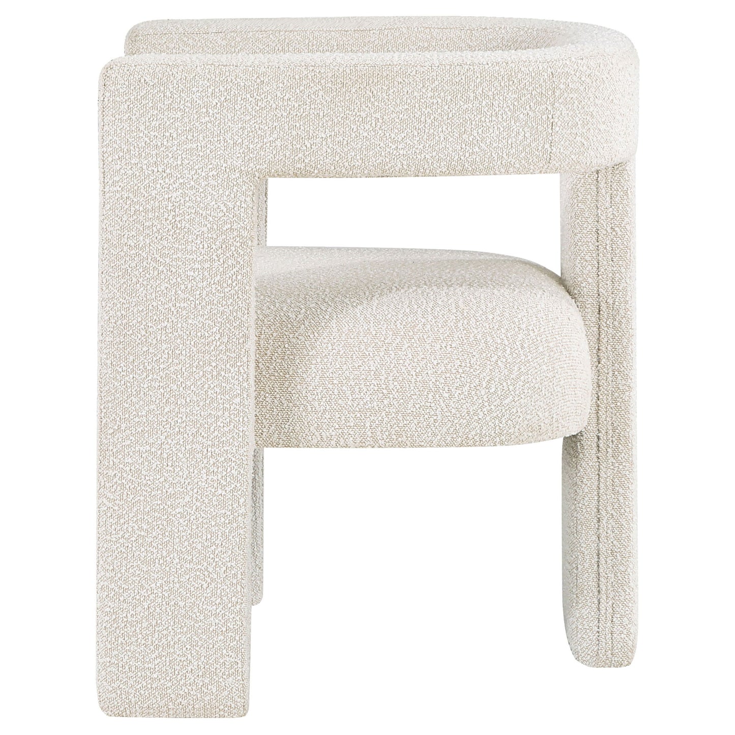 Verda - Upholstered Accent Side Chair In Soft With Rounded Open Back And 3 Leg Base - White