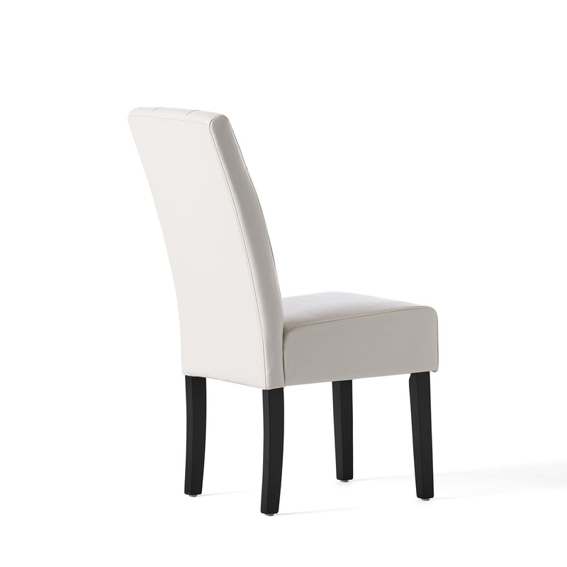 Carter - Silla de comedor 5 Tuft con respaldo capitoné y patas color espresso - Marfil