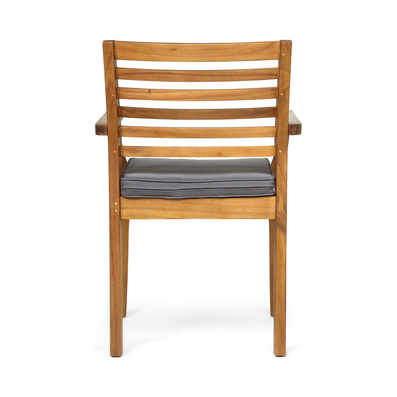 Outdoor Dining Chair With Slat Back And Acacia Wood Frame (Set of 2) - Gray