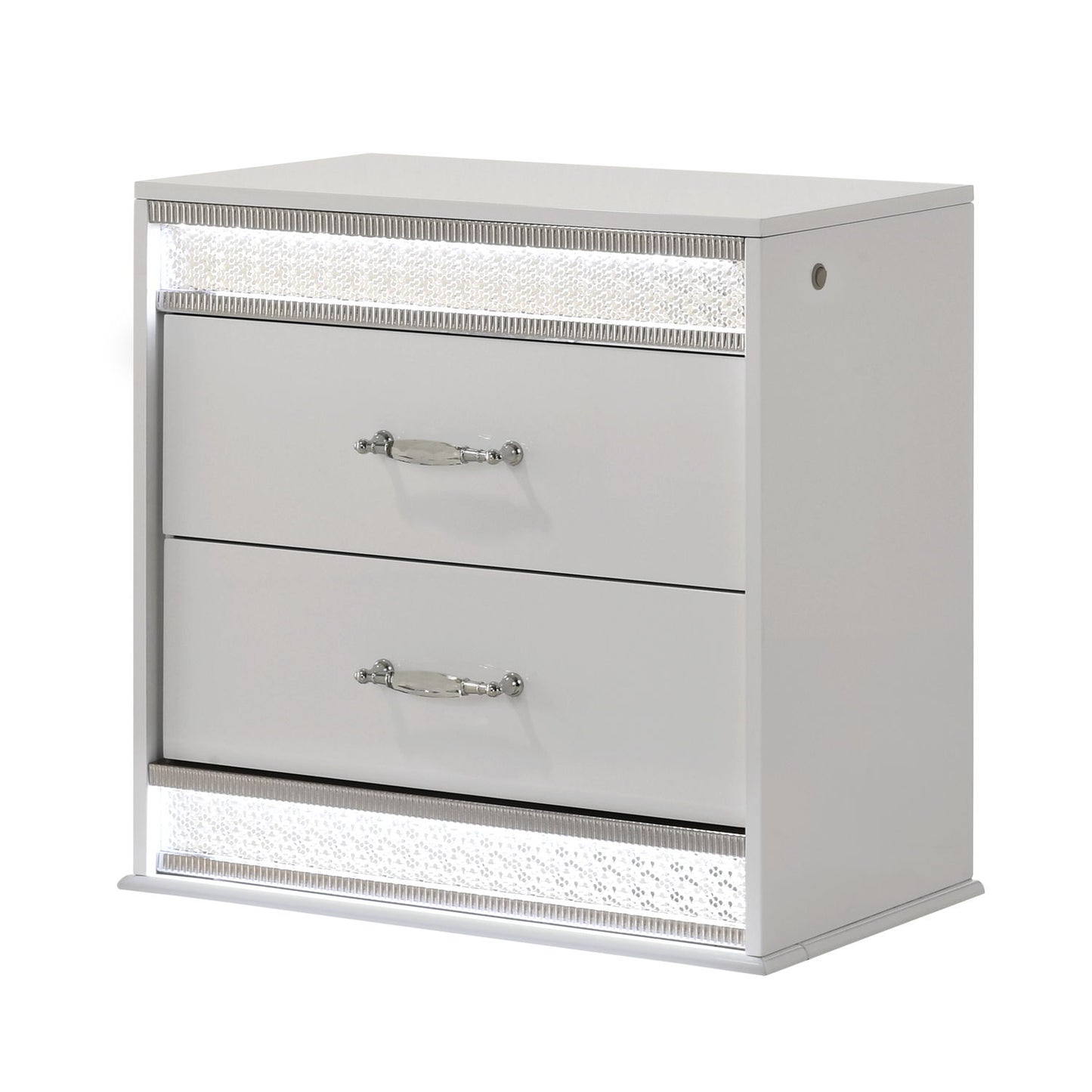 Glam - 2 Drawer Nightstand With LED Lighting - White