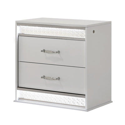 Glam - 2 Drawer Nightstand With LED Lighting - White