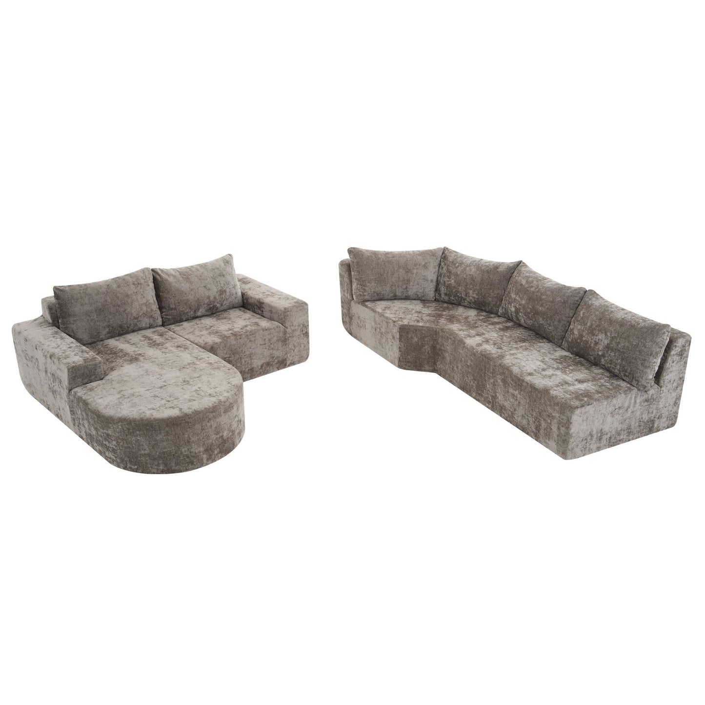 Modular Cloud Sectional Sofa Set, U-Shaped Upholstered Couch With Deep Seat