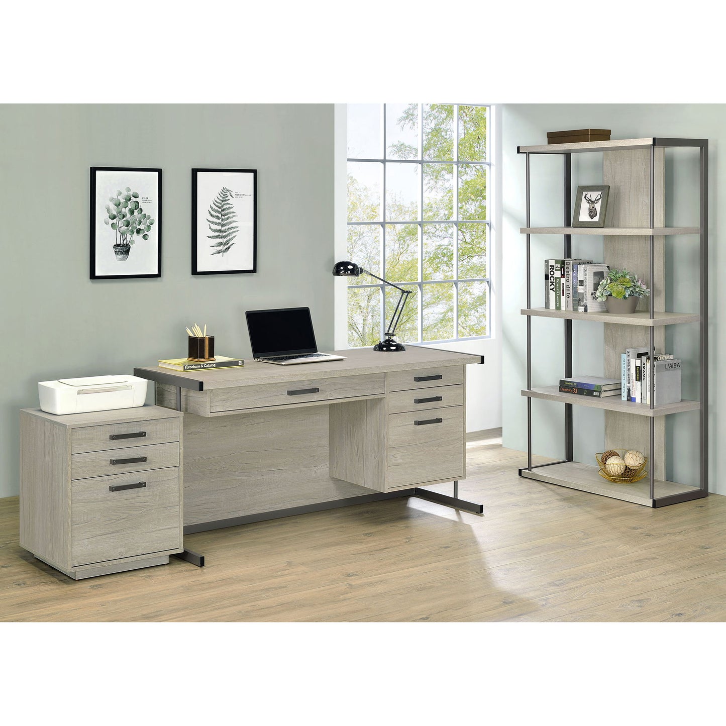 Loomis - 3 Drawer Home Office File Cabinet - White / Gray