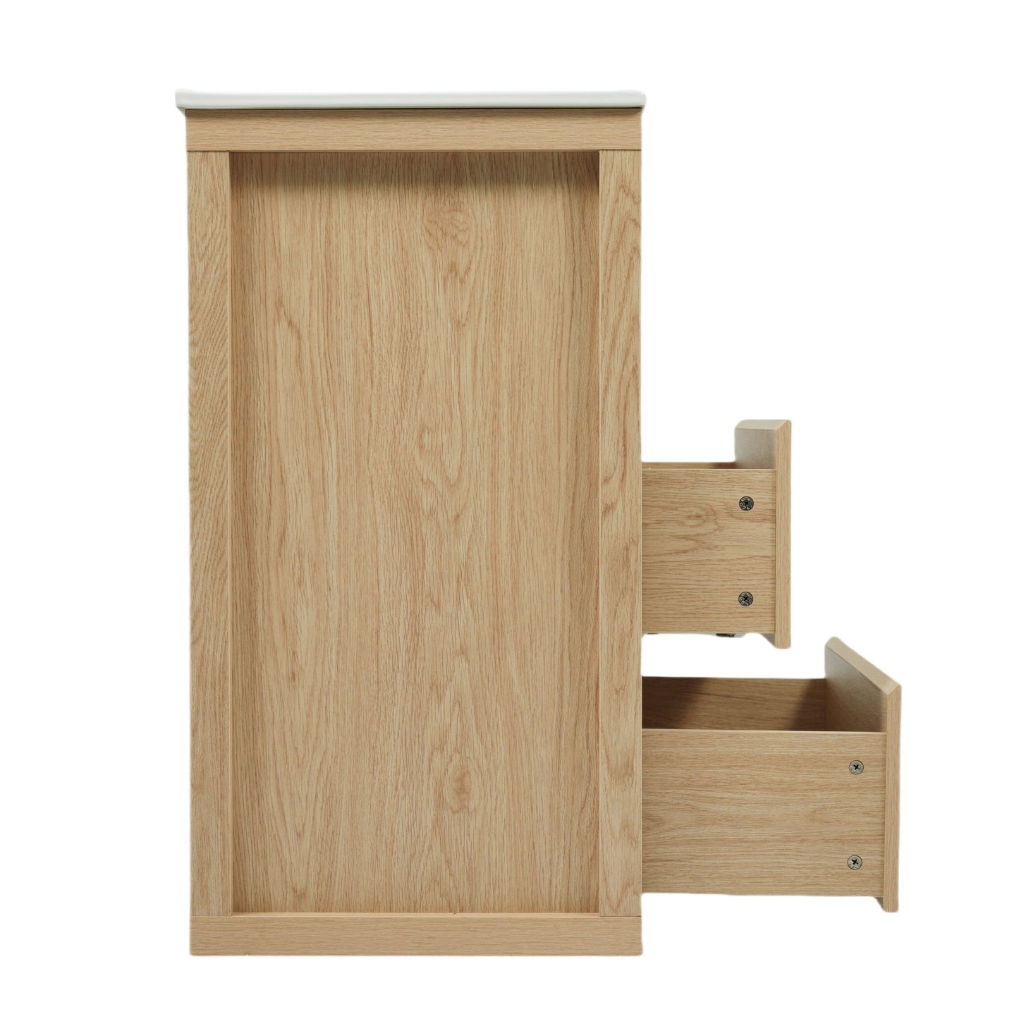 Freestanding Bathroom Vanity With Ceramic Sink, 2 Full Extension Drawers