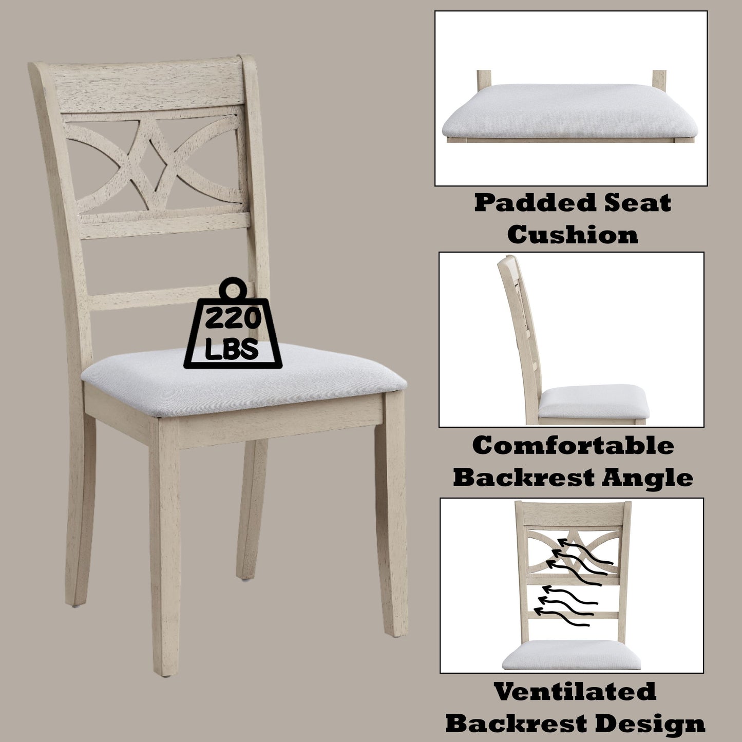 Ferris - 7 Piece Dining Set With Cross Back Chairs And Rectangular Table - Antique White