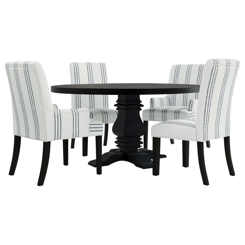 Draper - Upholstered Dining Chair (Set of 2) With Vertical Stripes - Beige