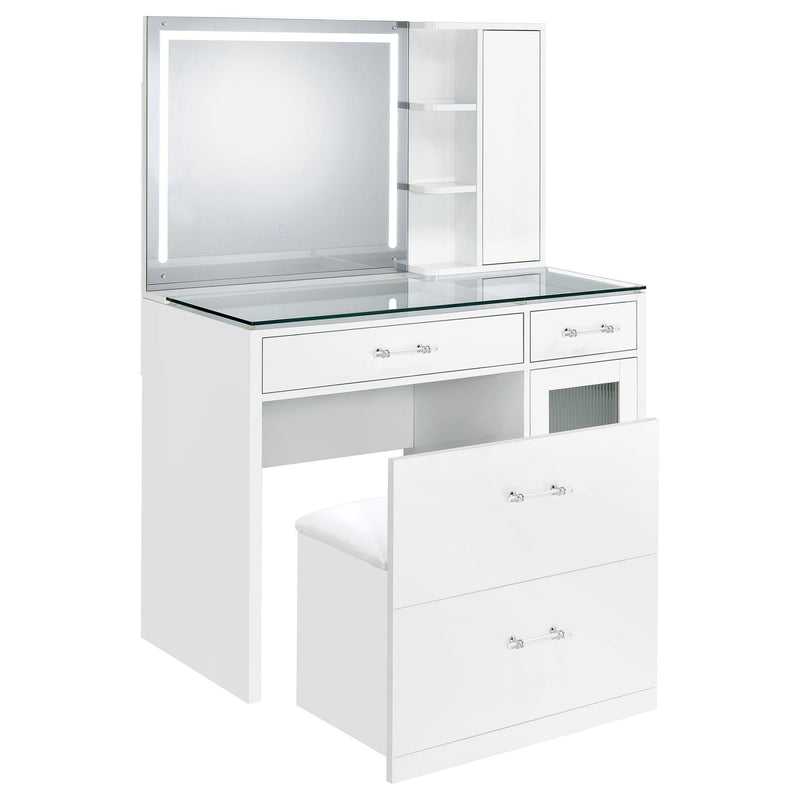 Kerr - 2 Drawer Makeup Vanity Table With Mirror And Stool
