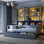 Daybed With Glass Door Storage Cabinets, Built In LED Lighting And Shelves