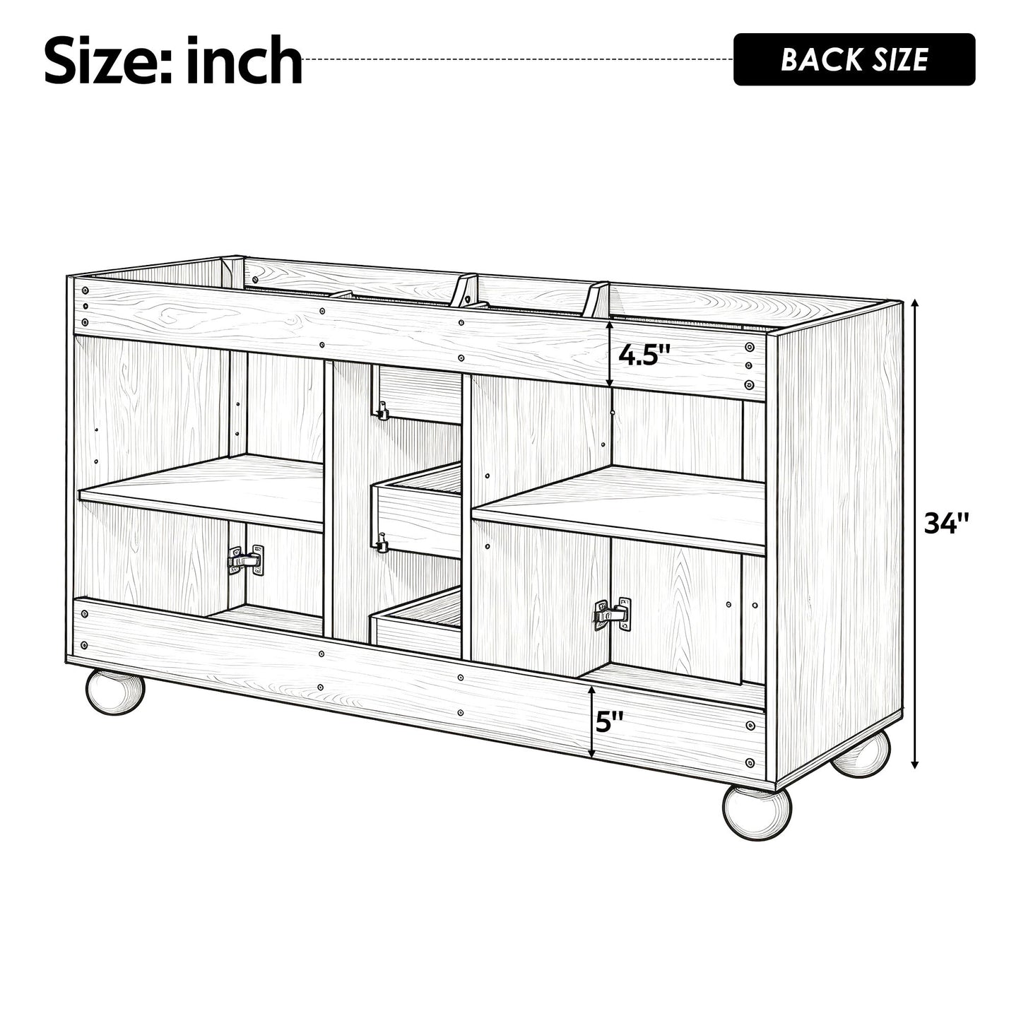 Bathroom Vanity Cabinet Only, 3 Drawers 4 Doors, Soft Close, Adjustable Shelf - Wood