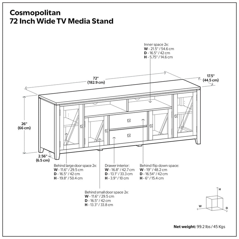 Cosmopolitan - Handcrafted Wide TV Media Stand