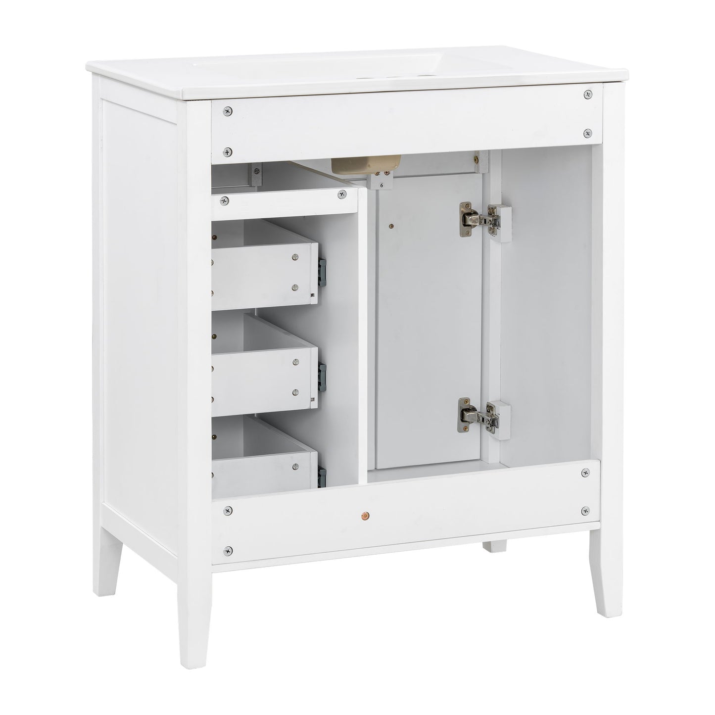 Bathroom Vanity With Sink, Freestanding Design, Soft Close Doors & Drawers - White