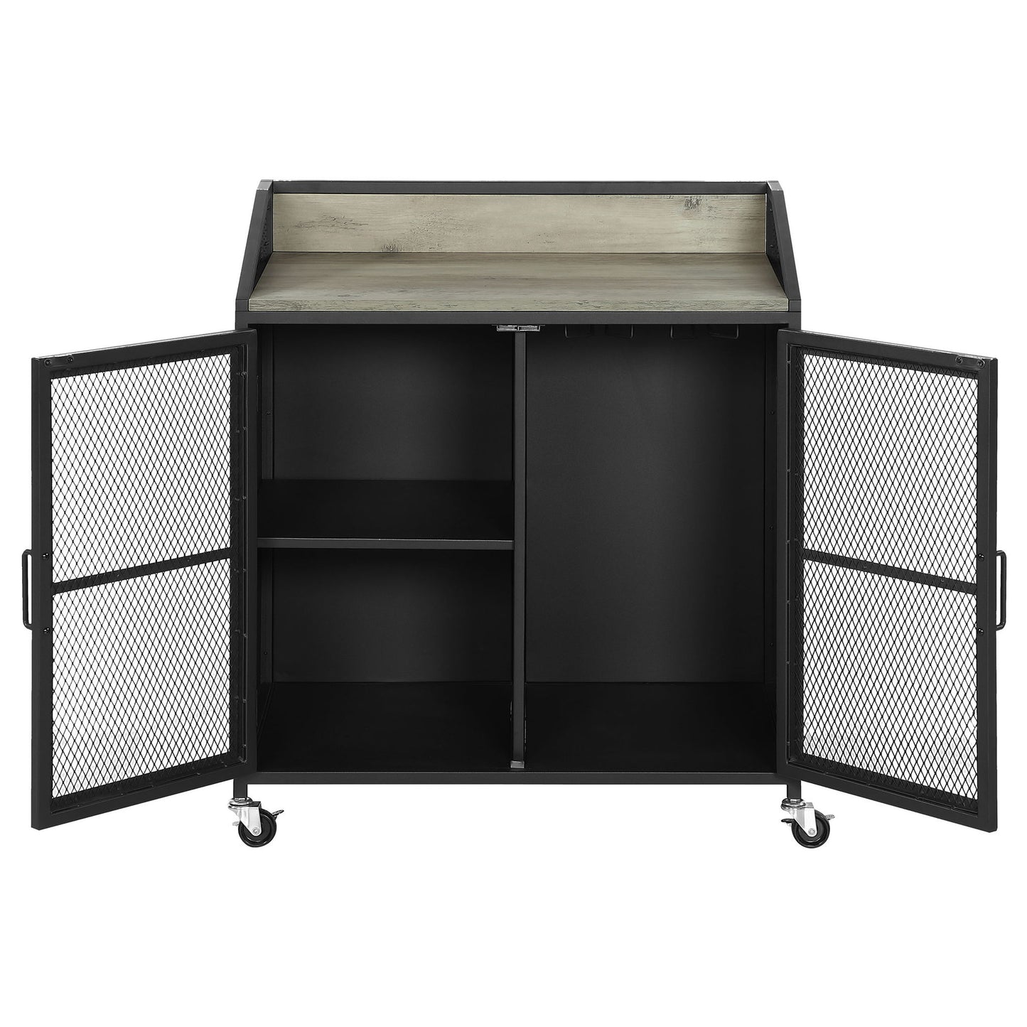 Arlette - 2 Door Mobile Home Bar Wine Cabinet With Smooth Rolling Casters - Black