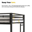 Adam - Twin Loft Bunk Bed With Cinnamon Wood Desk And Closet Rod - Black