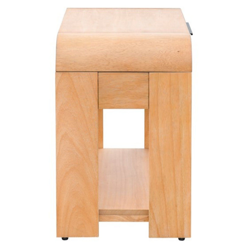 1 Drawer Waterfall Nightstand With Mid Century Design - Natural