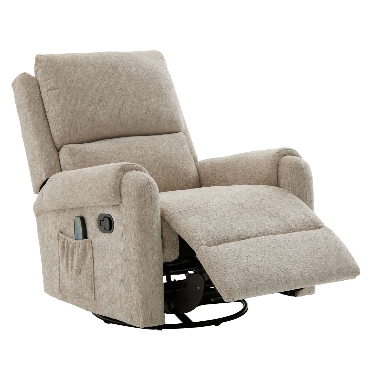 Manual Recliner Massage Chair With Swivel Rocker, 8 Massage Modes, Side Storage Pocket